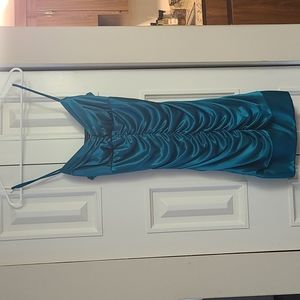 Teal Spaghetti Strap Fitted Dress